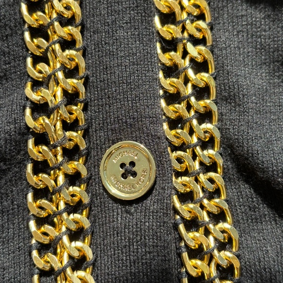 Michael Kors Black Cardigan with Gold Chain Trim – Size 2x - Picture 4 of 9